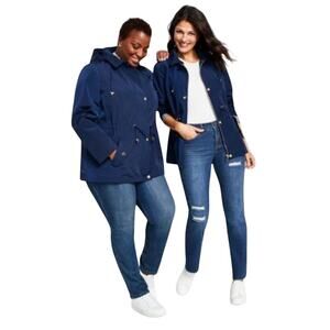 Style & Co. Plus Size Women's Hooded Anorak Jacket in Industrial Blue
